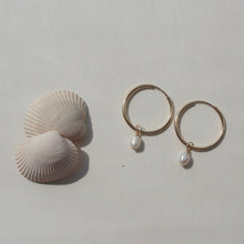 Load image into Gallery viewer, Tiny Pearl Hoops
